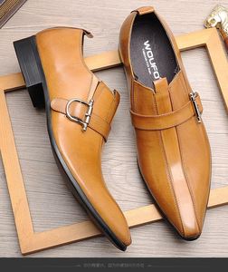 Business Casual Men's Thick Soled High <b>Heeled</b> Leather Shoes Loafers Shiny Leather Formal Wedding Men's Shoes - Product Image 5