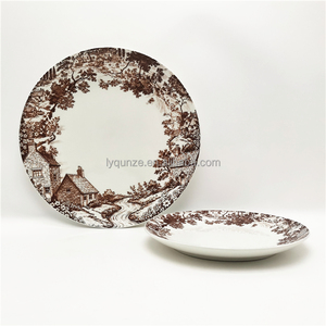 Juego de Vajilla de Porcelana Vintage Estilo Campestre Marrón, 12 Piezas, Vajilla de Cerámica Estilo Cabaña Británica - Product Image 3