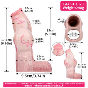 Manchon de pénis pour chien FAAK, manchon de pénis masculin réaliste, anneau de pénis, gaine de pénis, gode creux, jouets sexuels pour hommes, élargissement du pénis, couples - Product Image 2