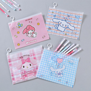 Melody Cartoon Ring Zipper Bag Creative Transparent Frosted Plastic <strong>Pencil</strong> <strong>Case</strong> Cute Multifunctional Document Storage Bag <strong>Sanrio</strong> - Product Image 1