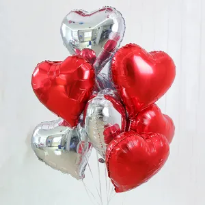 Globos de helio con forma de corazón para fiesta de cumpleaños, Globos de helio con corazón de aluminio rojo, oro rosa