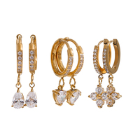 JINYOU 5338 Boucles d'Oreilles Pendante en Zircon Cubique Plaqué Or 18K, Créoles en Acier Inoxydable Amour pour Femmes, Bijoux Romantiques
