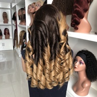 Perruque en cheveux humains 4/27, marron blond ombré, bouclée en tube, ondulations lâches, double épaisseur, longue, pour femmes, vente en gros d'usine