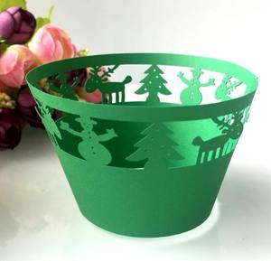 Emballage de cupcakes de noël en papier brillant 18 styles, décorations de flocons de neige pour père noël - Product Image 4