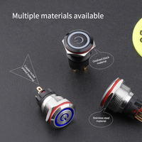 Interruptor de botón pulsador de Metal de 16/19/22mm Logotipo de icono personalizado Botón de interruptor pulsador LED iluminado Ip65 a prueba de agua