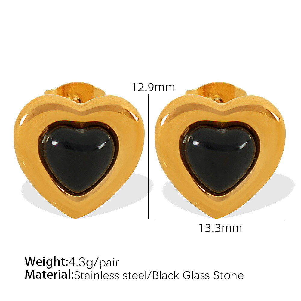 Pendientes de botón EH285 de cristal, piedra y oro.