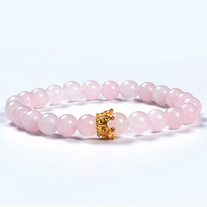 F118 2 Pcs Rose Quarz Vulkanischen lava stein Jade Armreif krone junge mädchen freundschaft geschenke mans paar armband - Product Image 2