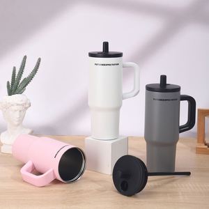 Mug de voyage isotherme pour voiture 24oz 720ml, double paroi sous vide, avec couvercle et paille, antidérapant, pour la conduite et le bureau - Product Image 5