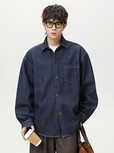 2025 nuova camicia in Denim retrò da uomo-manica lunga originale in pelle di mucca e Design giapponese oversize - Product Image 2