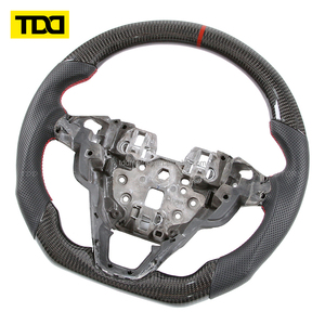 Volant en fibre de carbone véritable TDD adapté à Ford Mondeo Edge Explorer Focus, cuir perforé, forme en D, style racing - Product Image 2