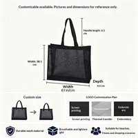 Grand sac fourre-tout de plage réutilisable en maille respirante en nylon pour les voyages, la plage et les courses