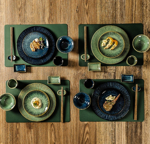 Juego de Vajilla de Cerámica Japonesa Retro con Esmalte Cambiante, Platos y Tazones de Gres Acanalado, Tamaño y Logotipo Personalizados para Hoteles y Restaurantes - Product Image 3