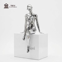 Scultura Robot Moderna Lucida a Specchio, Statua Artistica in Metallo per Esterni, Decorazione Commerciale da Giardino, Vendita all'Ingrosso, Fabbrica OEM