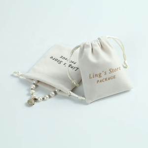 9x12cm High Quality <b>Makeup</b> <b>Bag</b> Custom Small VelvetJewelry Pouch Cream <b>Drawstring</b> Sack - Product Image 3