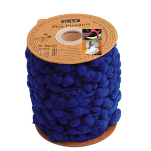 Passamaneria Ilan Pom Pom Larga 2.0 Cm, 20 Iarde Blu per Decorazione Orlo Gonna - Product Image 1