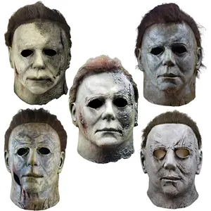 Topeng wajah Halloween menakutkan, kostum Michael Myers untuk uniseks atau anak-anak Masker Halloween, masker Micheal Myers
