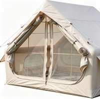 Tente de toit gonflable double couche trois saisons 6.3, grande porte simple, sans fenêtres latérales, ouverture pour cheminée, installation rapide 6.3
