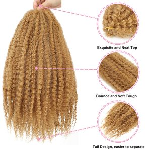 Cheveux tressés Marley Twist <span class=keywords><strong>Tresses</strong></span> synthétiques au crochet Kinky Curly Twists cubains et sénégalais <span class=keywords><strong>Tresses</strong></span> afro au crochet - Product Image 4