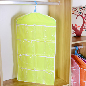 Hanging Closet Organizer 16 Pockets Storage Bag For Underwear Socks Wall Mounted Wardrobe Multipurpose Rectangle Hook Type Blue - Product Image 2