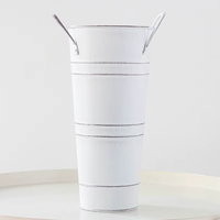 Vase en métal galvanisé de style français avec poignée, 6 pièces, blanc, style farmhouse, idéal pour les arrangements floraux séchés