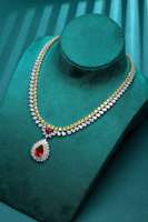 Bijoux de mariage de luxe brillants de Dubaï Collier de rubis en argent 925 cultivé en laboratoire Bijoux de mode Collier pendentif goutte d'eau pour femmes