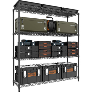 MZG Heavy Duty 2800 LBS Matte Black Finish Wide 4 Tier Kitchen <b>Wire</b> Shelving Metal Storage <b>Shelves</b> Rack Unit - Product Image 1