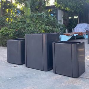 กล่องปลูกดอกไม้สี่เหลี่ยมโลหะม้านั่งกลางเมืองพร้อมกระถางดอกไม้ - Product Image 5