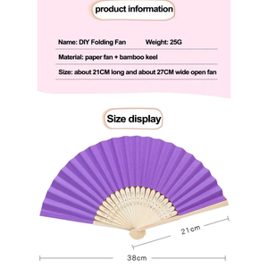 Ventaglio Pieghevole Promozionale in Carta con Manico in Bambù, Ventaglio Pieghevole per Bambini per Dipingere e Disegnare, Ventaglio Pieghevole per Feste Danzanti Estive - Product Image 3