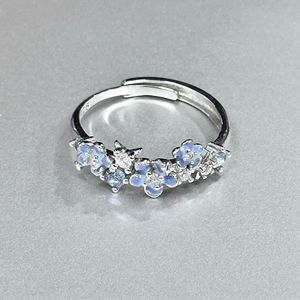 Anillo de Plata de Ley S925 con Diseño de Estrella de Mar, Incrustaciones Azul Marino Románticas, para el Dedo Índice, Diseño de Nicho, Anillo Femenino - Product Image 1