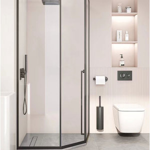 Cabine de douche coulissante carrée d'hôtels modernes en bois ABS de 10mm d'épaisseur avec cadre poli plateau en verre rectangulaire de 8mm d'épaisseur à faible quantité minimale de commande - Product Image 2