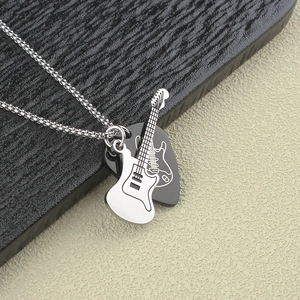 สร้อยคอจี้กีตาร์สองชั้น สแตนเลสสตีล สำหรับคนรักดนตรี - Product Image 6