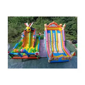 mejor piscinas inflables niños Suppliers-Castillo inflable de León feliz para niños pequeños, tobogán de agua de uso doméstico, para interior