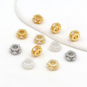 Zircon Spacers Round 14K Gold Plated <b>Copper</b> Jewelry Findings For <b>Bracelet</b> Making DIY Accessories - Product Image 2