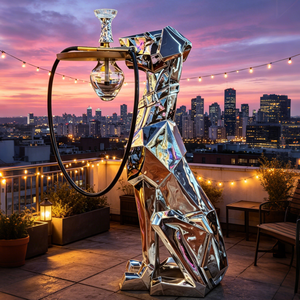 Luxury Silver Mirror Finish Dog Portable Shisha Set 100CM Resin Shisha <b>Hookah</b> Set Arabic <b>Hookah</b> Germany <b>Hookah</b> Pen In Stock - Product Image 6