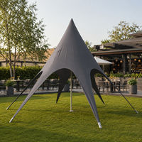 Grande tente étoile d'extérieur en toile avec structure en aluminium, construction modulaire imperméable quatre saisons, abri pour fêtes, camping et événements 20x20m