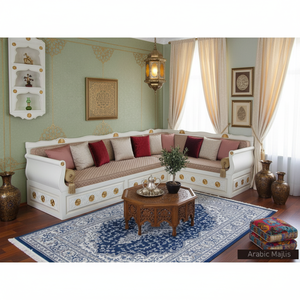 Diseño interior árabe Majlis, diseño clásico moderno, elegante conjunto de sala de estar, asientos de esquina de lujo, diseño que ahorra espacio - Product Image 3