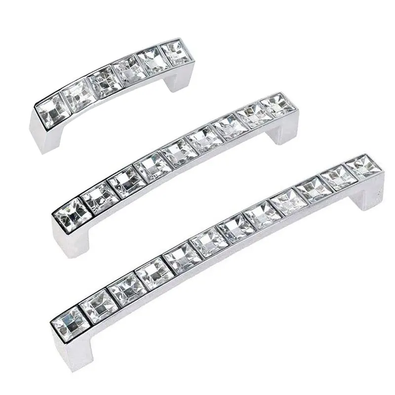 Pha Lê Thủy Tinh Rhinestone Tủ Xử Lý Bạc Cửa Tủ Ngăn Kéo Xử Lý Kéo Hợp Kim Xử Lý Cho Ngăn Kéo Dresser Tủ Sách