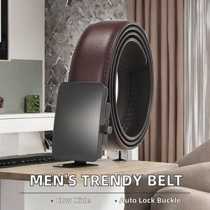 Ceinture en cuir véritable pour homme TEXLERA, vente chaude, ceinture formelle, boucle rectangulaire en alliage lisse coréen, cuir de vache, 3,3 cm, respirante, lourde - Product Image 3