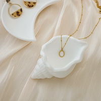 Plateau de rangement en plâtre en forme de coquille, design européen, pour bijoux, montres, clés, bagues - Présentoir de salon à compartiment unique pour table/bureau