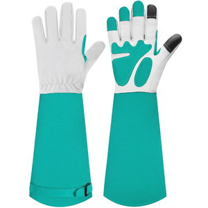 Gants de jardinage pour femmes et hommes, gants longs anti-épines pour la taille des roses, en cuir pleine fleur avec paume renforcée - Product Image 1