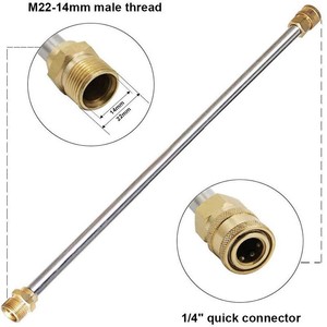 Xi Yi High Pressure Washer Metal Extension Rod M22 1/4 <b>Quick</b> <b>Connector</b> Stainless Steel Copper Car Wash Accessory - Product Image 4