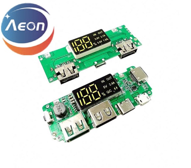 YE 18650 Lithium Battery Digital Display Charging Module 5V2.4A 2A 1A Dual Type-c USB Output with Display boost Charger Module