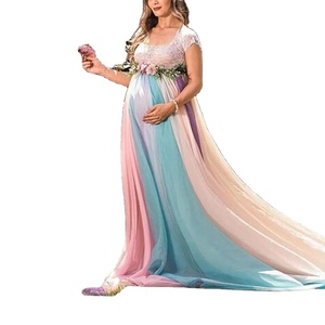 open lace back dress Maternity Photography Dress for Women Chiffon Maxi Party Dresses Elegant Pregnancy  Gown for Baby Shower Photo Shoot Blue at Amazon Women's Clothing store main image 1