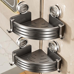 Estante de Almacenamiento para Baño Blue Vine Corner, con Montaje por Succión, Doble Capa, Duradero, Triangular - Product Image 1