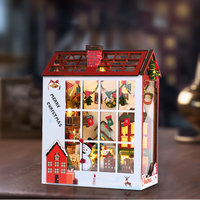 Kit de recoin de livre de bricolage miniature 3D Puzzle en bois maison de poupée assemblage modèle de construction serre-livres avec meubles lumière LED cadeaux de noël
