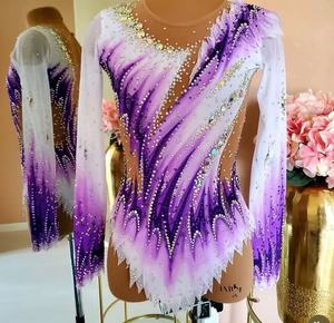 Thể dục nhịp điệu leotards cô gái trẻ em ánh sáng màu xanh Spandex/Polyester in kỹ thuật số dancewear cạnh tranh unitards nghệ thuật - Product Image 2