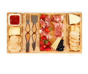 Tabla de Charcutería Única de Bambú con Cuenco, Tabla de Cortar al <span class=keywords><strong>por</strong></span> <span class=keywords><strong>Mayor</strong></span>, Tabla para <span class=keywords><strong>Delicatessen</strong></span>, Bandeja para Servir Carnes y Embutidos, Cubertería - Product Image 2