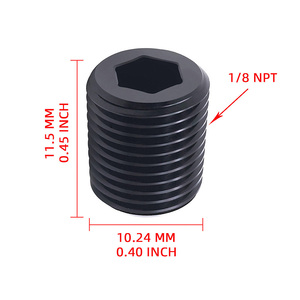 ปลั๊กปิดท่อหัวอัลเลนขนาด 1/8 นิ้ว NPT, อะลูมิเนียม 6061-T6 ชุบสีดำ, รับแรงดัน 1500PSI, ข้อต่อเกลียวสำหรับระบบไฮดรอลิกและยานยนต์ - Product Image 3