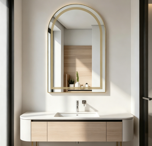 Oval <b>LED</b> for Glam <b>Vanity</b> Dressing Table <b>Mirror</b> with Touch Switch Gold Frame Wall Mountable for Bedroom Furniture - Product Image 2
