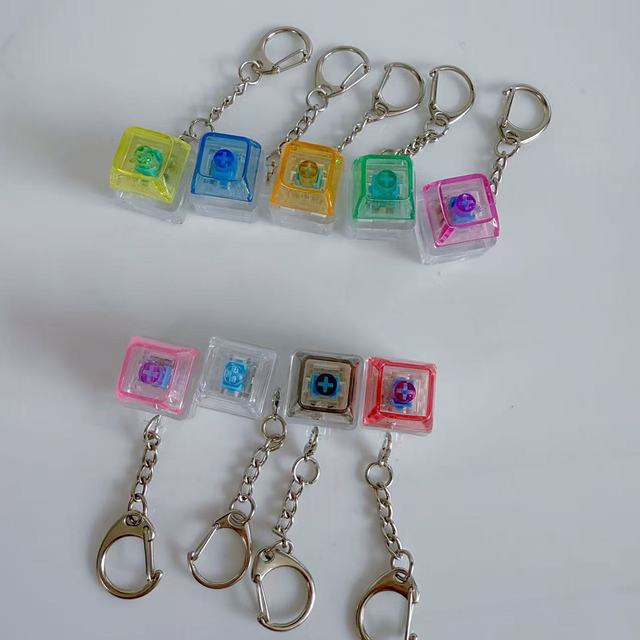 1 Keys Transparent Keycap PC Decompression Button Small Toy Backpack Hanger Mechanical Switch Keychain